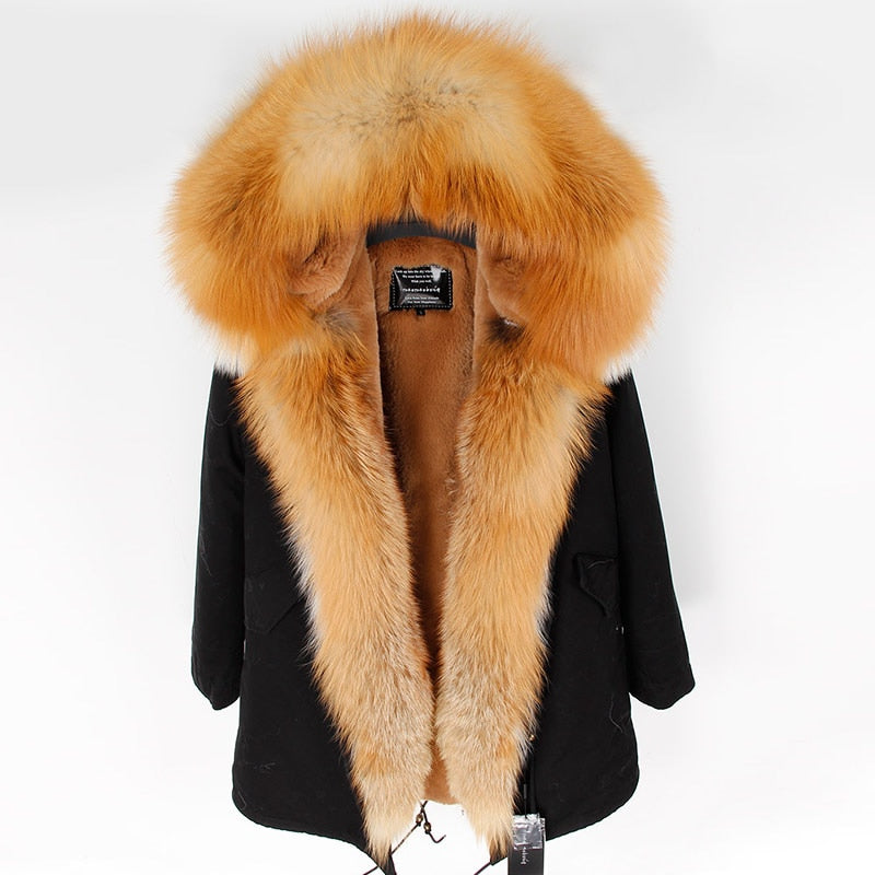Real fox Fur Thick Collar and Parka Coats