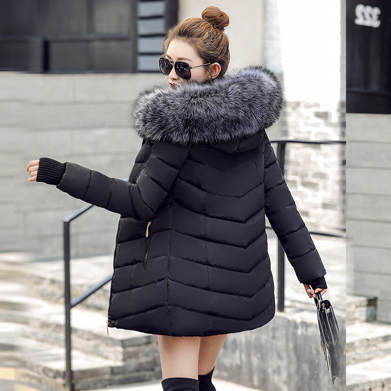 Thick Faux Fur Parka Mid-Coats with Gloves