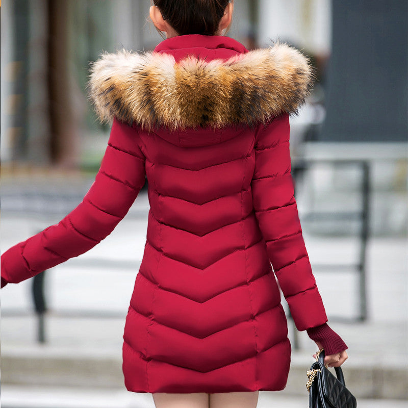 Thick Faux Fur Parka Mid-Coats with Gloves