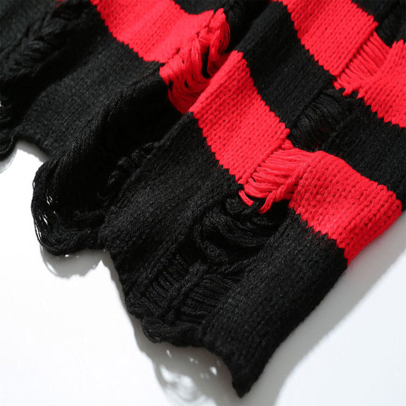Ripped Stripe Knit Sweaters
