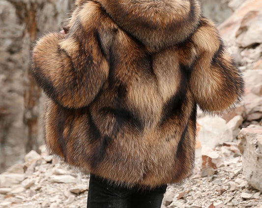 Real Red Fox Fur Thick Hooded Coats