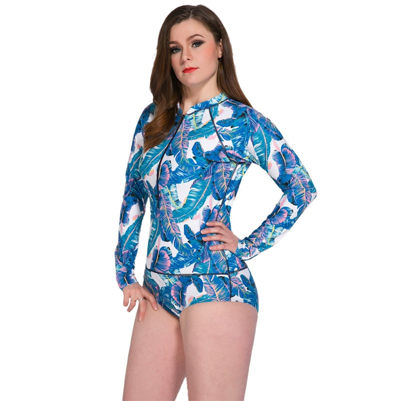 Long Sleeve One Piece Surfing Suit  Plus Size