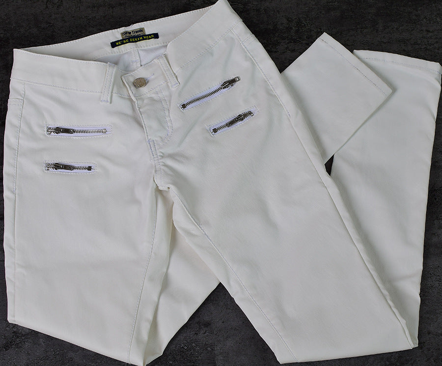 White PU Coated Leather Low Waist Pants