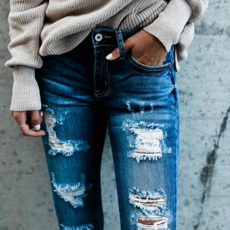 Skinny Ripped Bleached Push Up Jeans