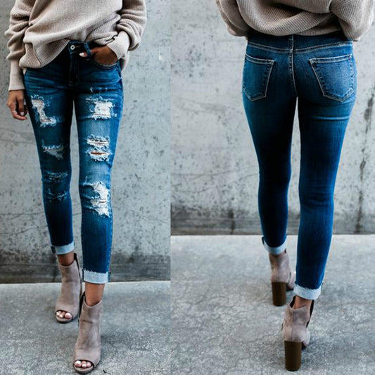 Skinny Ripped Bleached Push Up Jeans