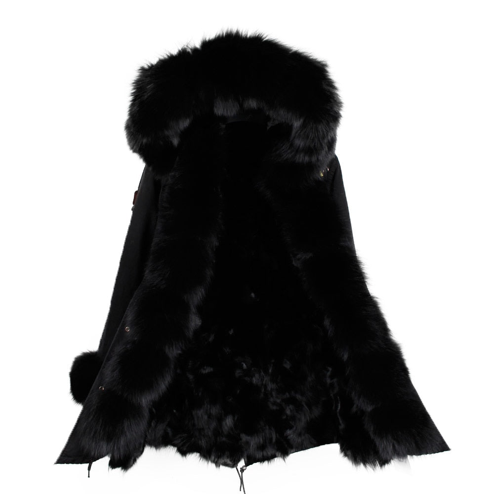 Real Silver Fox Fur Collar Cuff Parka Fox Fur Liner Coats (Multi-Styles)