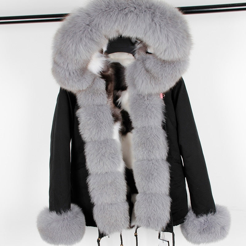 Real Silver Fox Fur Collar Cuff Parka Fox Fur Liner Coats (Multi-Styles)