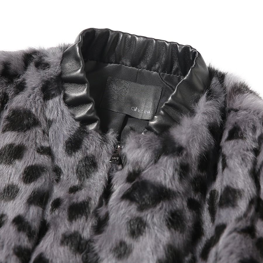 Grey Leopard Real Rabbit Fur Waistcoat