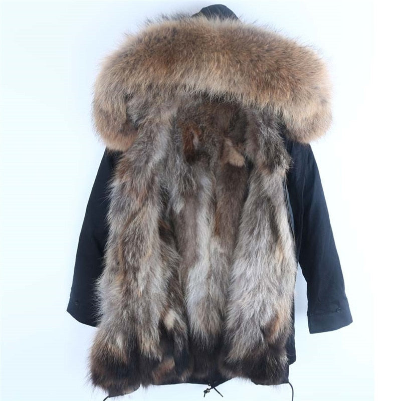 Real Fox Fur Parka Real Fox Fur Removable Lining Coats