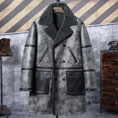 Genuine Leather Shearling Long Coat