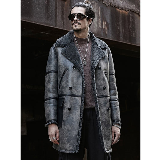 Genuine Leather Shearling Long Coat