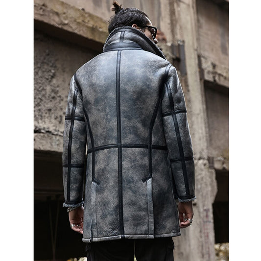Genuine Leather Shearling Long Coat
