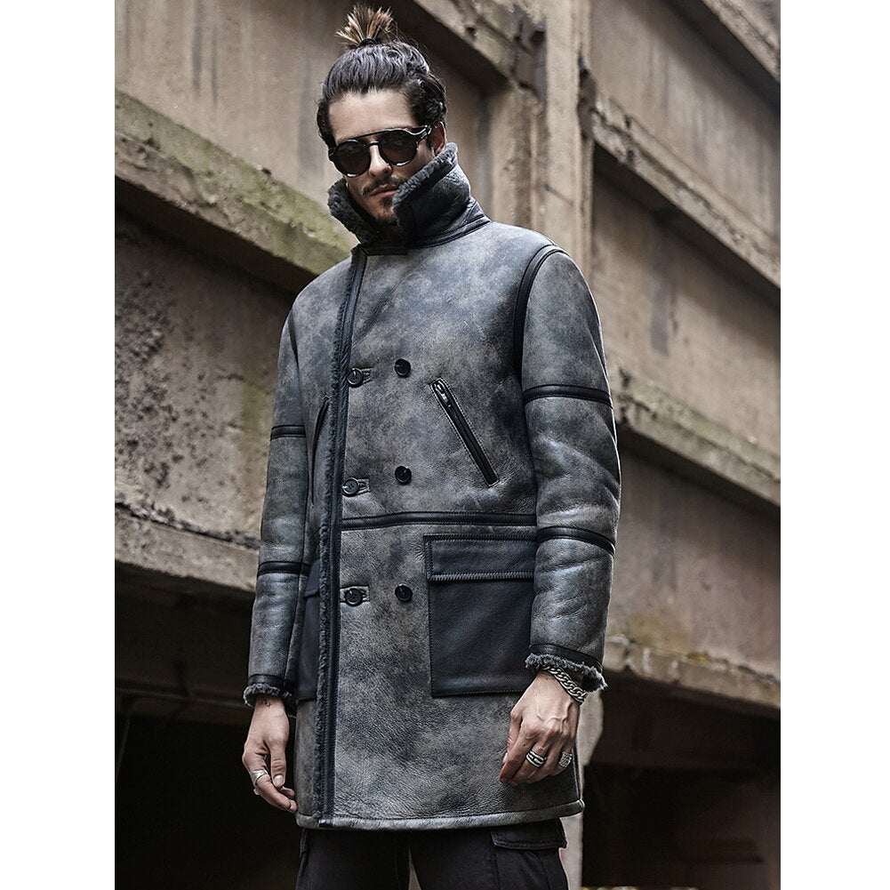 Genuine Leather Shearling Long Coat