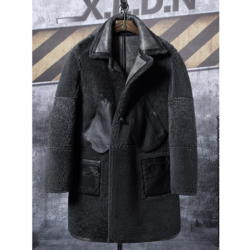 Genuine Leather Shearling Long Coat