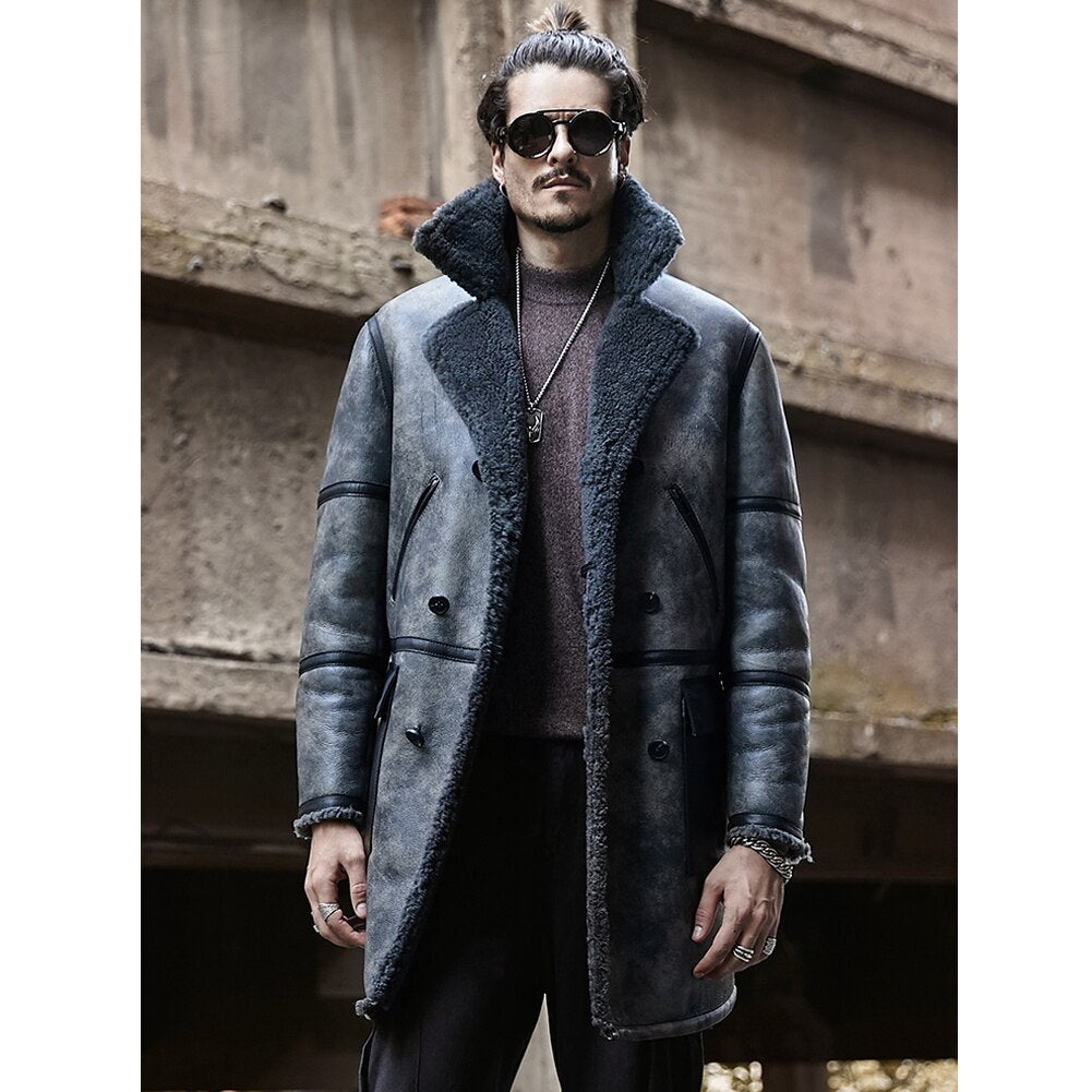 Genuine Leather Shearling Long Coat