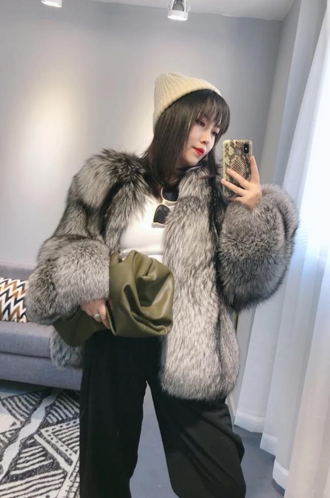 Chunky fox fur coat