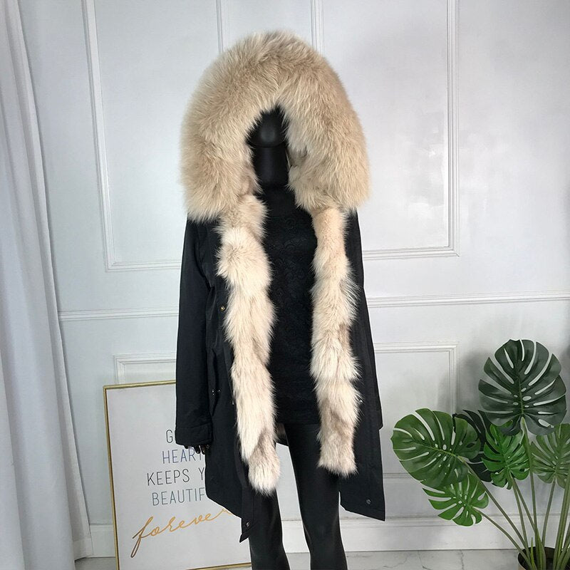 Real Fox Fur Lining with Collar/Hood Coats (Multi-Colors)