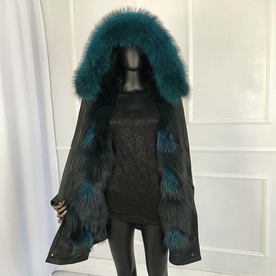 Real Fox Fur Lining with Collar/Hood Coats (Multi-Colors)