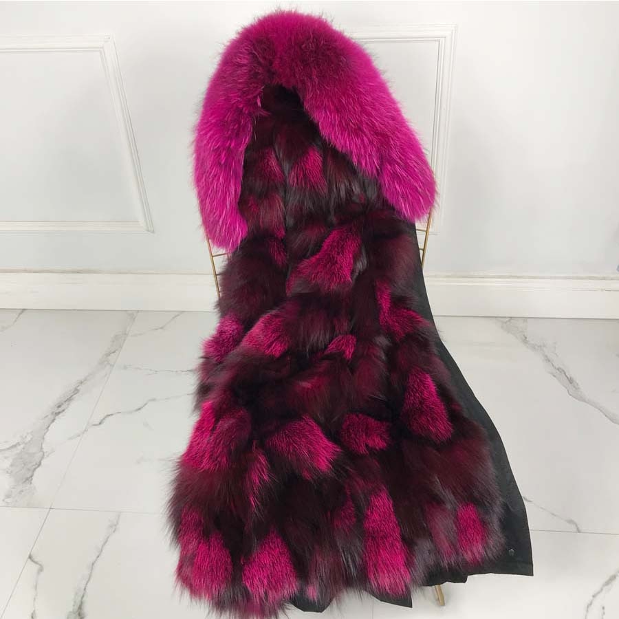 Colorful Real Rabbit Fur Lining with Fox Hood Coats (Multi-Colors)