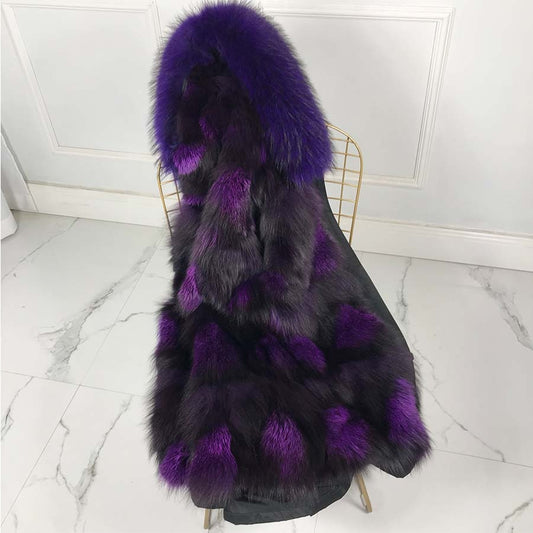 Colorful Real Rabbit Fur Lining with Fox Hood Coats (Multi-Colors)