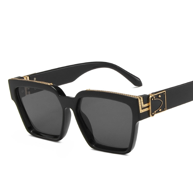 Gold Trim Oversized Square Sunglasses