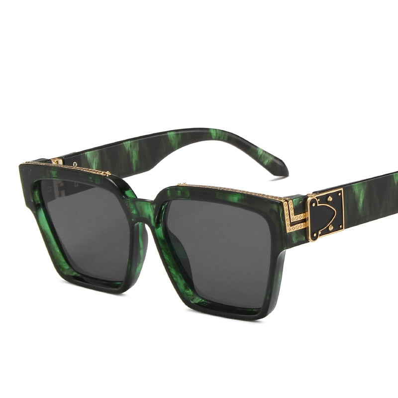 Gold Trim Oversized Square Sunglasses Elevate Swag