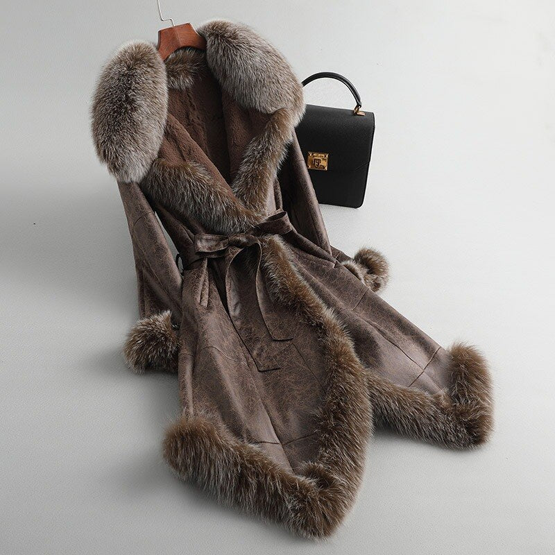 Genuine Leather Real Rabbit & Fox Fur Coats