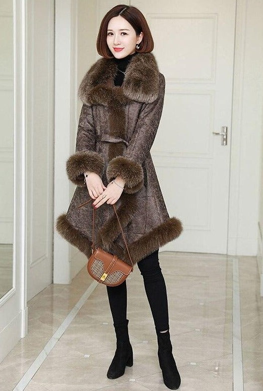 Genuine Leather Real Rabbit & Fox Fur Coats