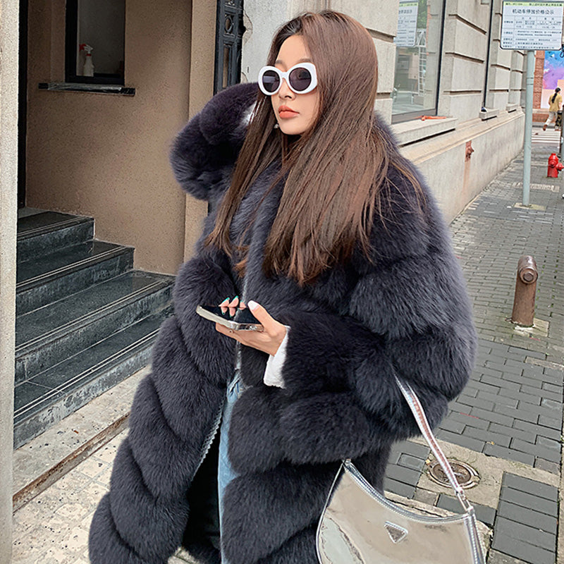 Natural Fur Pattern Long Coats