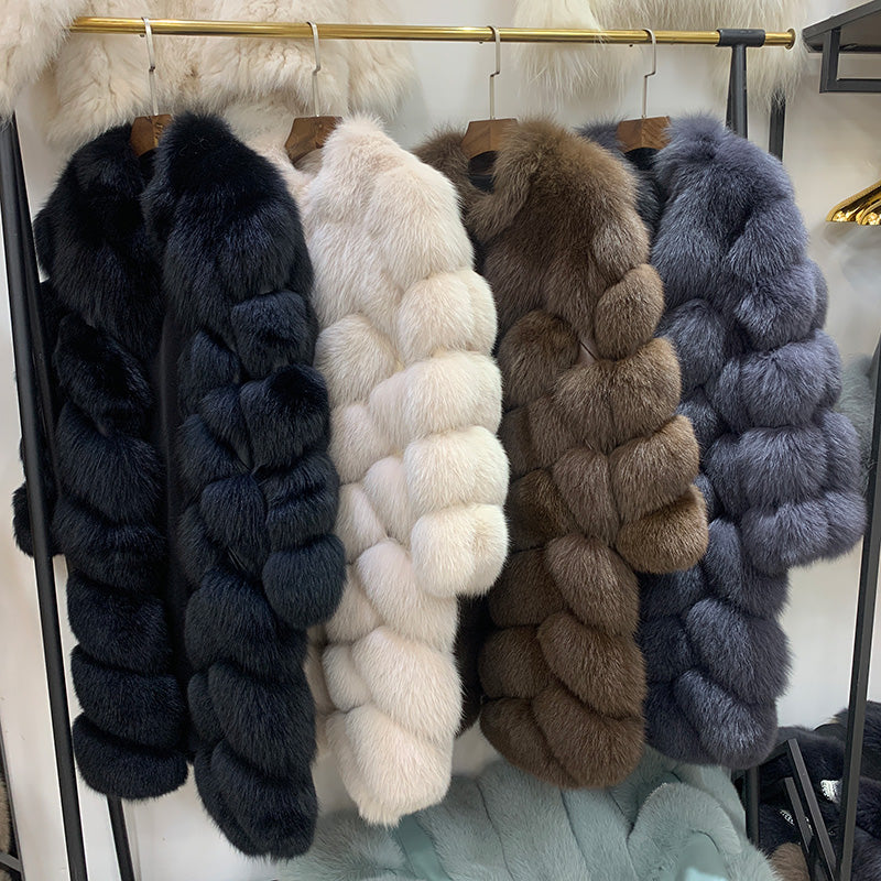 Natural Fur Pattern Long Coats