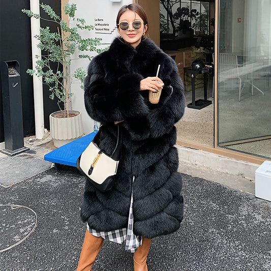 Natural Fur Pattern Long Coats