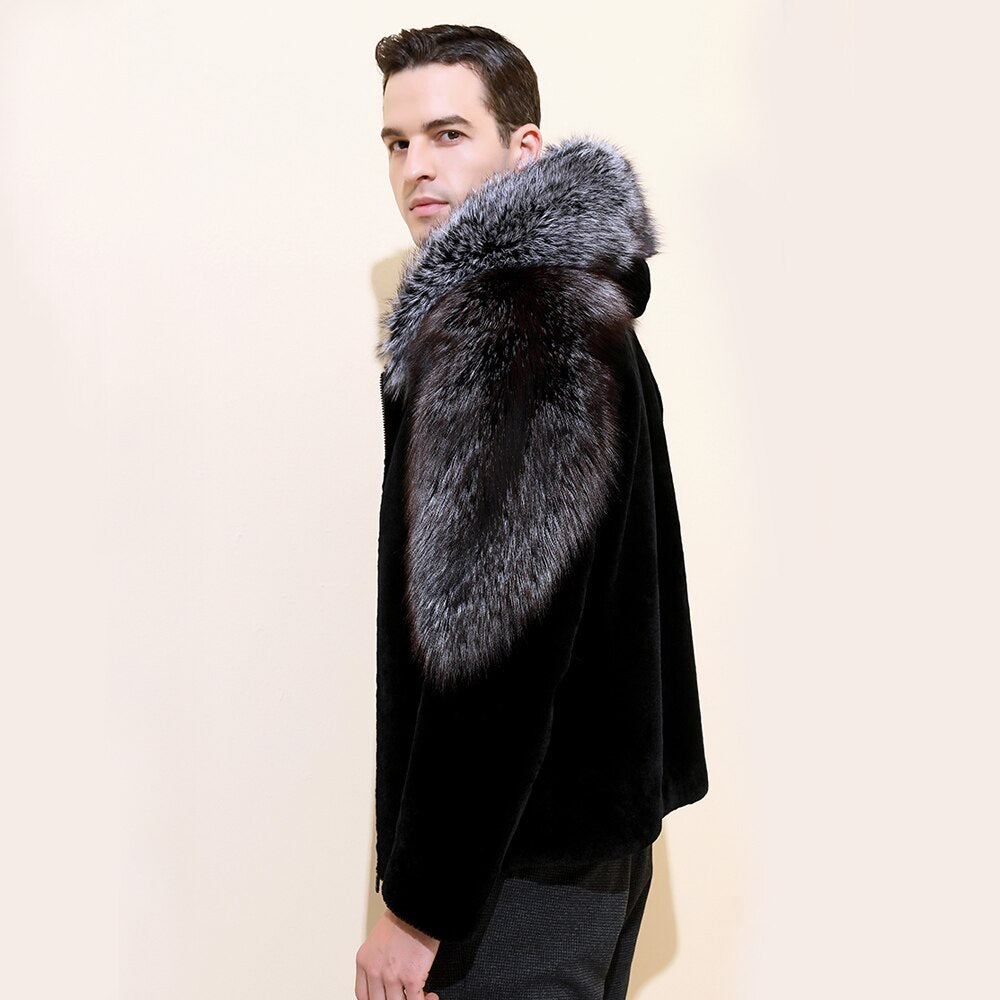 Real Shearling & Silver Fox Fur Hood Coats