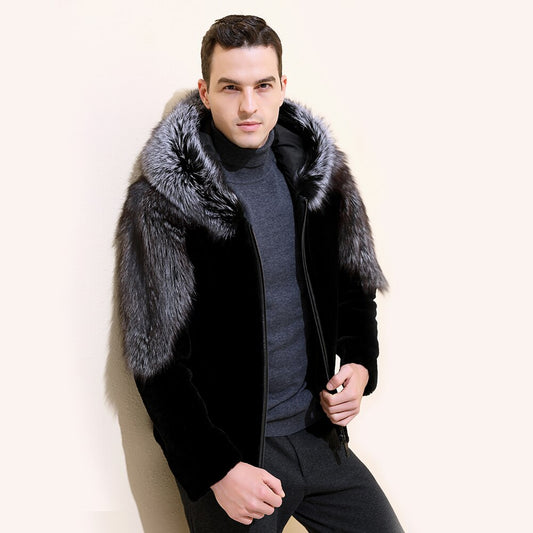Real Shearling & Silver Fox Fur Hood Coats
