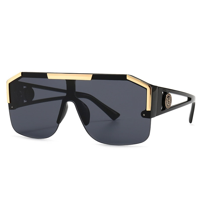 Gold Trim Oversized Square Sunglasses