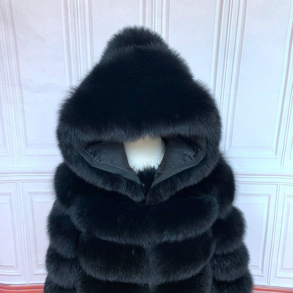 Hoodie Fox Fur Short Coats