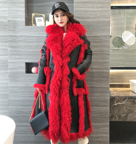 Genuine Leather Long Shearling X-long Coat