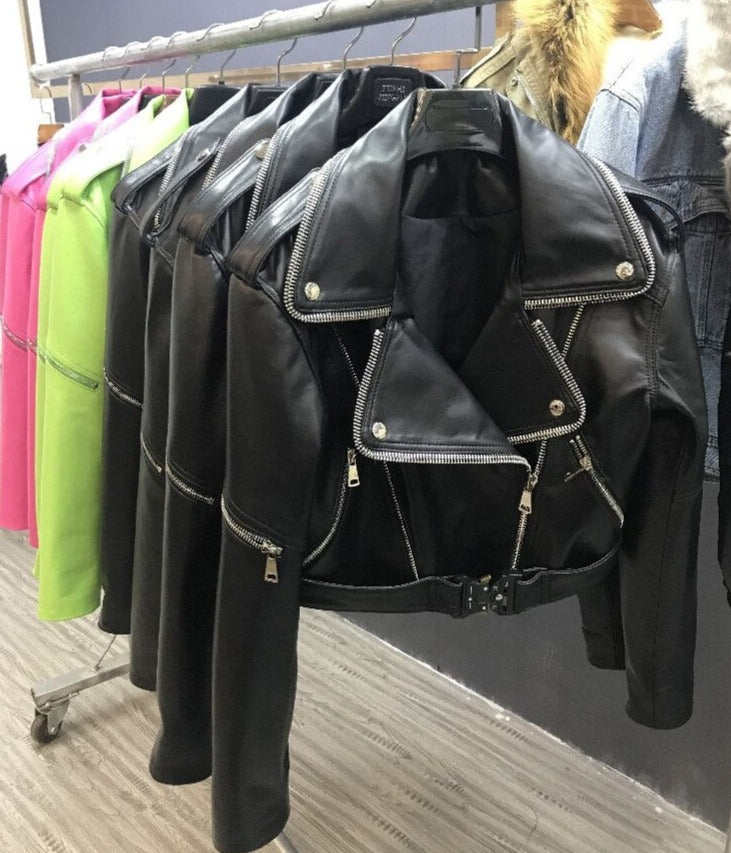 Genuine Leather Moto Crop Jackets