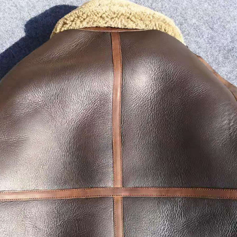 Genuine Leather Shearling Coat Two Tone