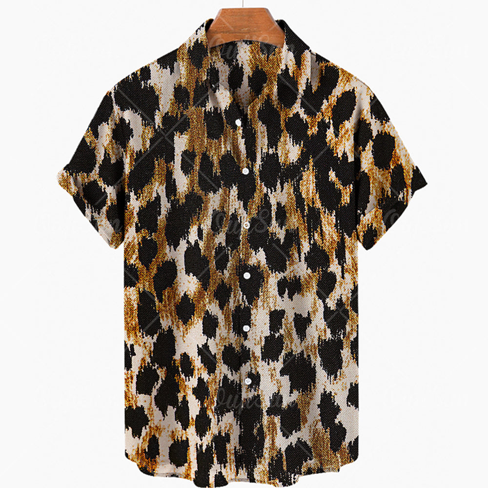 Animal Print Short Sleeve Button Ups