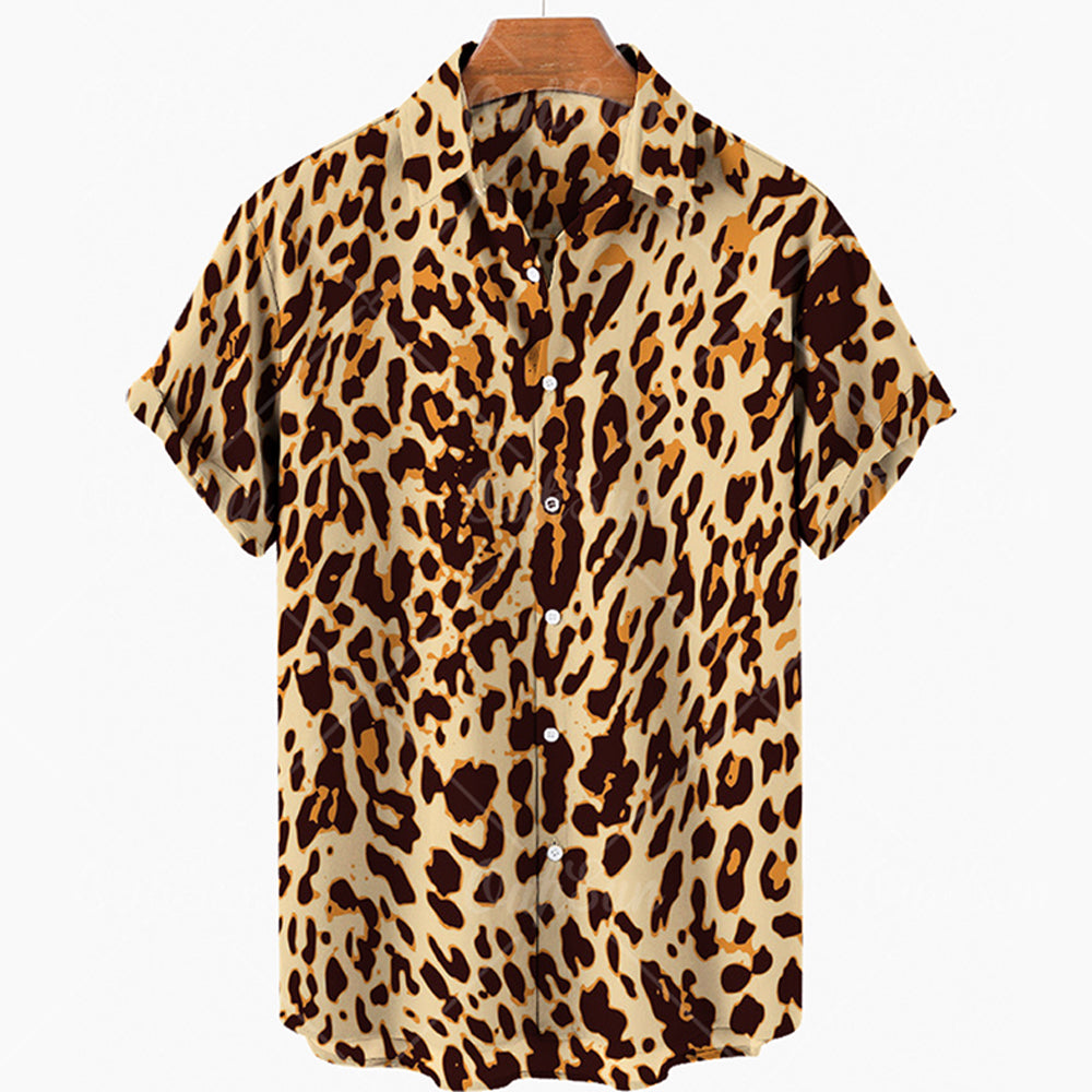 Animal Print Short Sleeve Button Ups