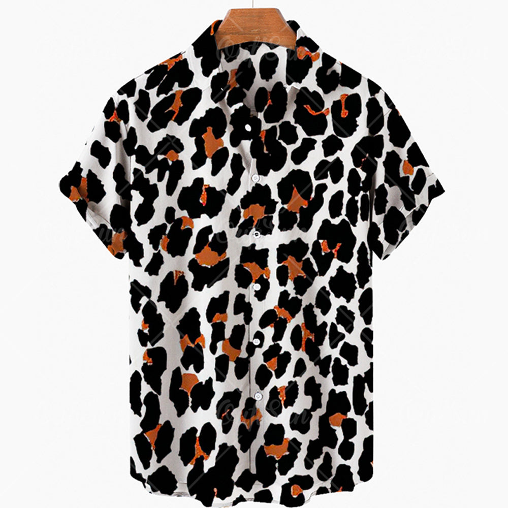 Animal Print Short Sleeve Button Ups