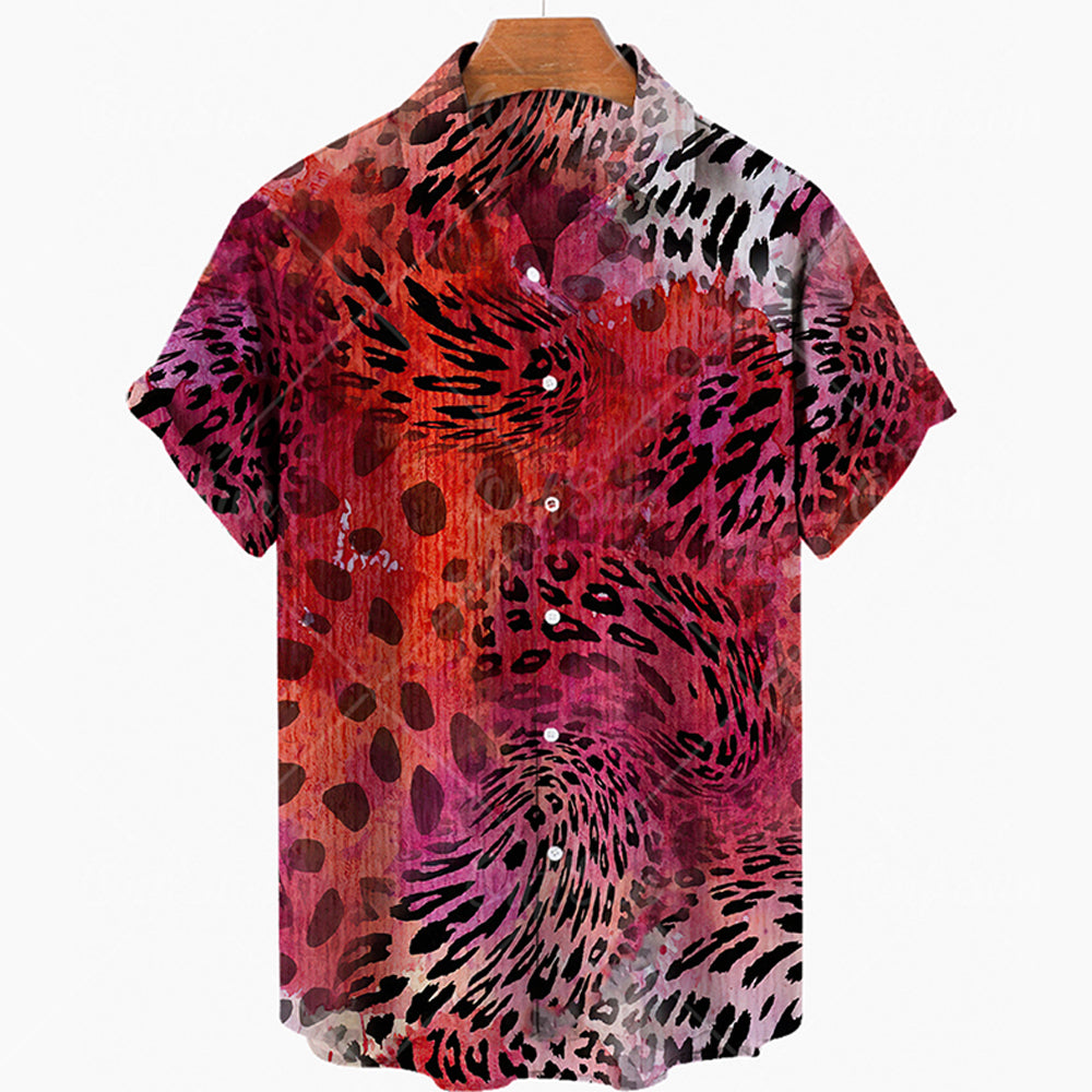 Animal Print Short Sleeve Button Ups