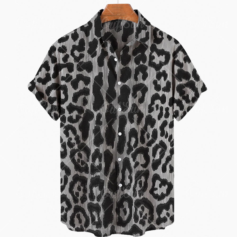 Animal Print Short Sleeve Button Ups