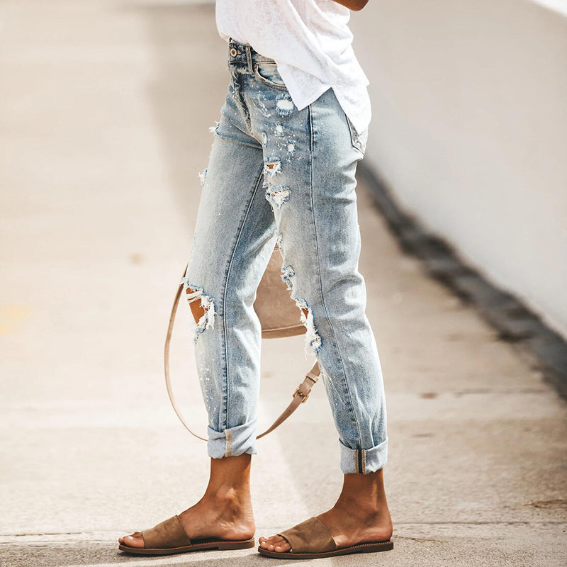 Two Ripped Knee Slim Fit Jeans