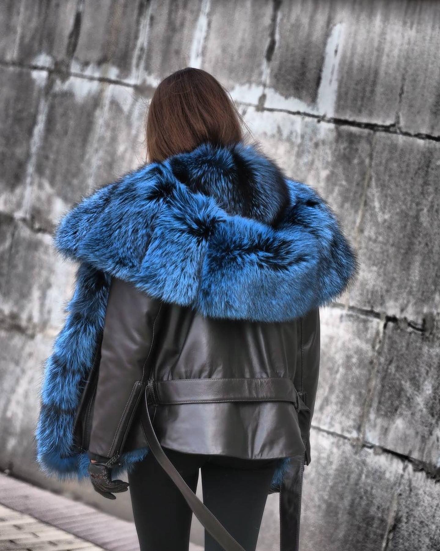 Genuine Leather Coats Big Fur Collar Parkas