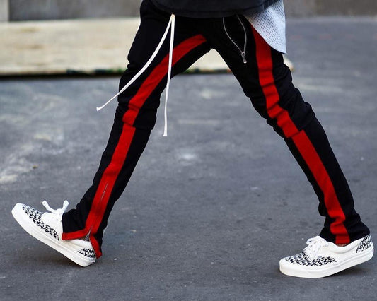 Block Side Stripe Zipper Trousers