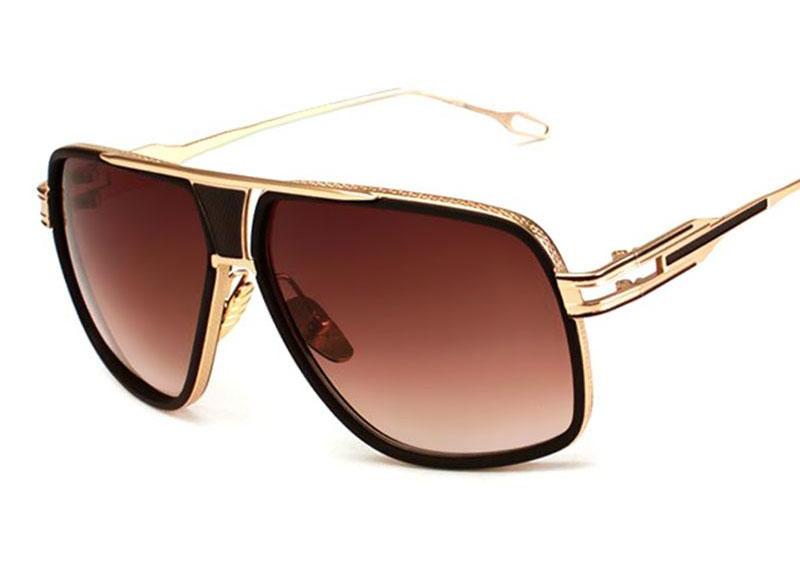 Oversized Gold Square Flat Top SunGlasses