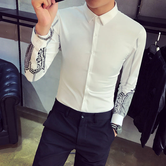 Tuxedo Long Sleeve Dress Shirts  Black/White