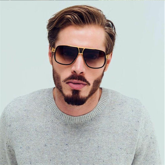 Oversized Gold Square Flat Top SunGlasses