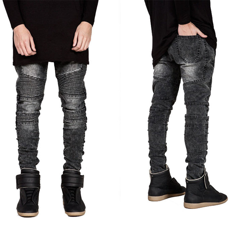Skinny Slim Fit Washed, Ripped Biker Jeans (Multi. Colors)